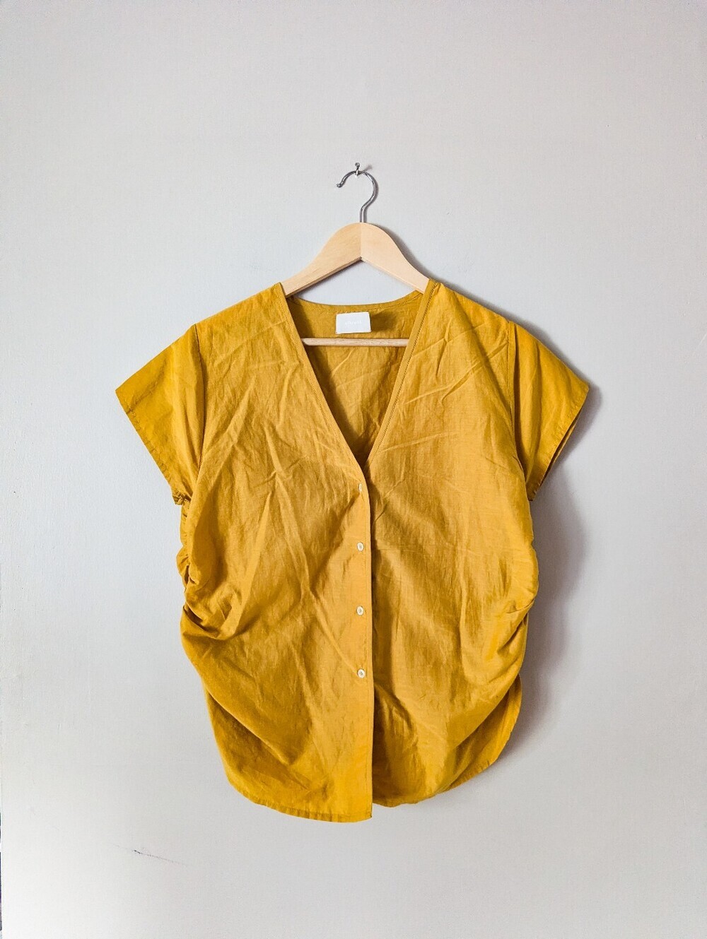 M. Patmos Gathered Gold Button Up